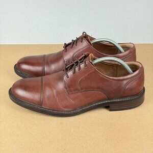 Johnston & Murphy Tabor Cap Toe Leather Derby Shoes Mens 10.5 Brown Lace Up